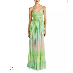 Mila Pleated Print Strapless Chiffon Gown
ML Monique Lhuillier